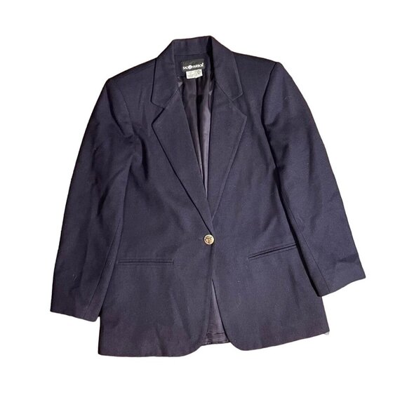 Vintage Sag Harbor Wool Single Button Plum Purple Blazer Jacket Gold Button 10 - Picture 1 of 6